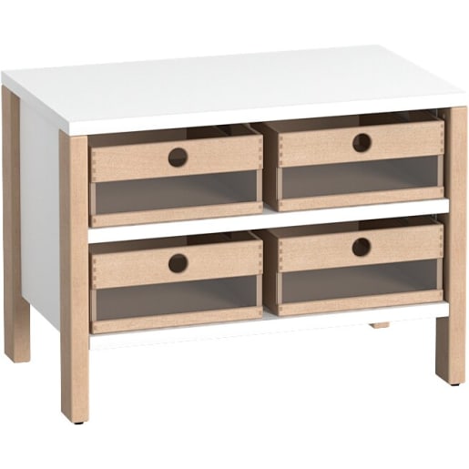 WEHRFRITZ Schrank Linus mit 4 Acryl-Materialkästen, B 75,3 x H 55 (mit Rollen) x T 45,7 cm