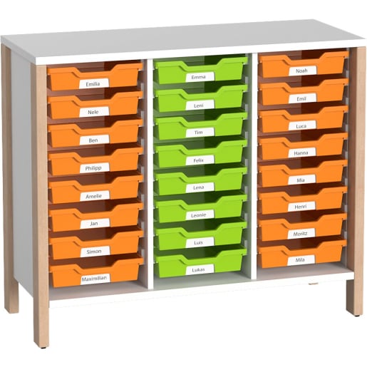 WEHRFRITZ Regalschrank Linus für Materialboxen, B 110,4 x H 93,4 (mit Füßen) x T 45,7 cm | ab 0+ | Unterschränke | Für Krippe & Kindergarten, Schule &