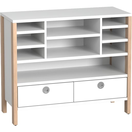 WEHRFRITZ Regal-/Schubkastenschrank Linus, B 110,4 x H 93,4 (mit Rollen) x T 45,7 cm