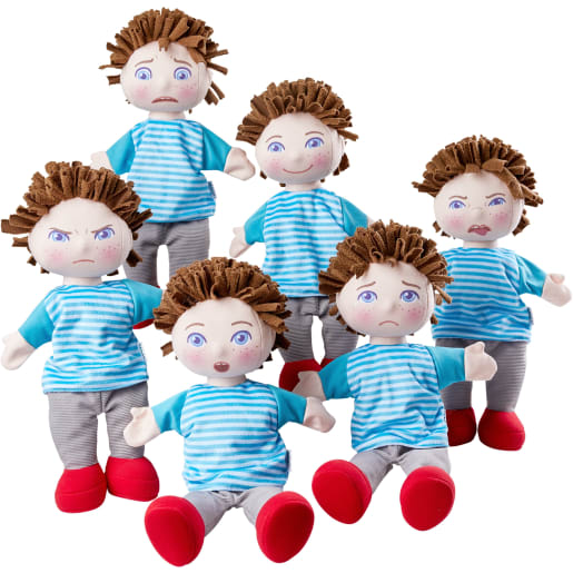 WEHRFRITZ Emotionspuppen-Set, 6-teilig | ab 2+ Jahre | Puppen, Zubehör und Bekleidung | Für Krippe & Kindergarten, Schule & Hort, Therapie & Pflege