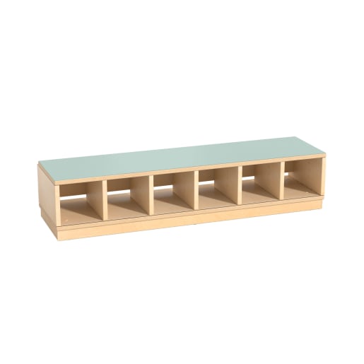 WEHRFRITZ Garderobenbank YUNA mit 6 Fächern, optional mit Metall-Einlageböden, div. Farben, B 120 x H 26 x T 33 cm | ab 0+ | Garderobenbank | Für 