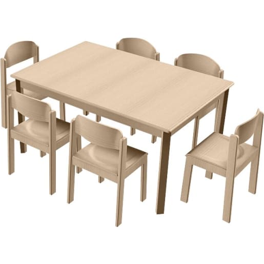 WEHRFRITZ Stuhl-Tisch-Kombination mit Filzgleitern für den Kindergarten, L 120 x B 80 x H 59 cm, Sitzhöhe 35 cm | ab 5+ Jahre | Tisch-Sitz-