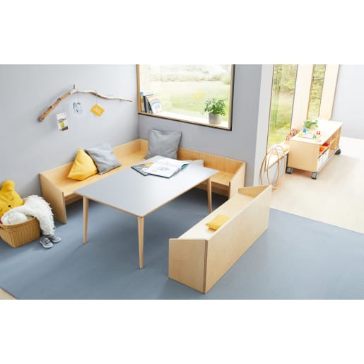 WEHRFRITZ Bank mit 1 Armlehne, Ecke offen, Sitzhöhe 35 cm | ab 5+ Jahre | Mehrzweckbänke | Für Krippe & Kindergarten, Schule & Hort