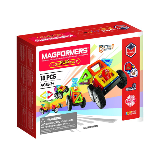 Magformers MAGFORMERS Wow-Plus-Set, 16 Teile und 30 Ideenkarten | ab 3+ Jahre | Magnetbausteine | Für Krippe & Kindergarten, Schule & Hort, Therapie &